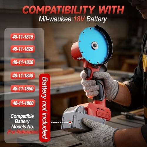 Cordless Cut Off Tool for Mil-Waukee 18V Battery, 4" Cut Off Tool 18,000 RPM Brushless Motor with 3 Variable Speed, 7 Blades, Dust Cover, Mini Circular Saw for Cutting Wood, Metal, Plastic(Tool Only)