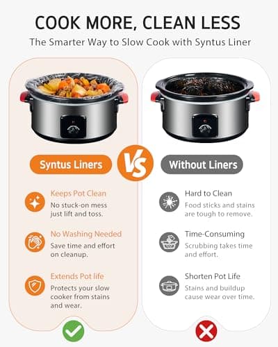 Syntus 30 Count Slow Cooker Liners, Small Size 10.5" x 17.5" Fits 1-3 Quart Pots BPA-free Disposable Cooking Bags Suitable for Oval & Round & Retangular Slow Cookers — view 3
