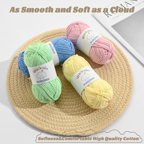 Cotton Yarn for Crocheting - 262.4yds / 3.52oz Baby Yarn for Crocheting Soft - 100% Milk Cotton Yarn 5 Ply Crochet Amigurumi Yarn for Crafts&Puzzle/Socks/Hats(2 Army Green) — view 3