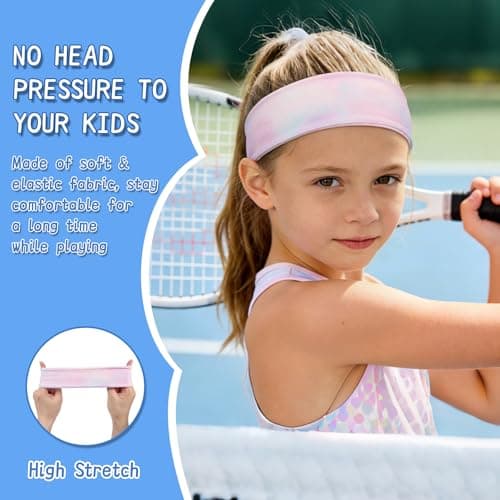Trodalo Kids Sports Headbands for Girls Boys, Moisture Wicking Elastic Cooling Sweatbands, Non-Slip Lightweight Stretchy Hairbands for Soccer, Running, Basketball, Tennis — view 2