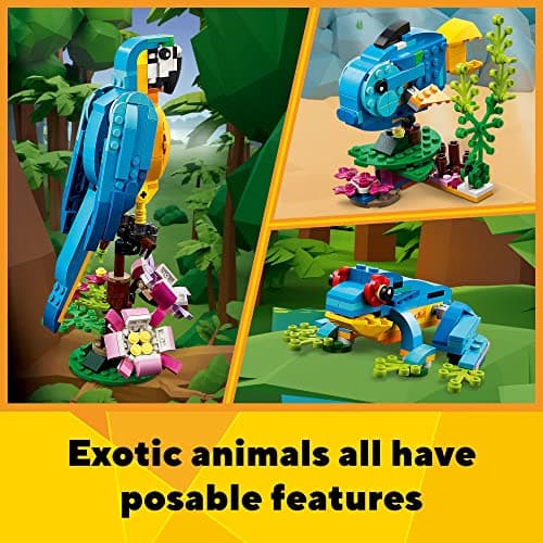 LEGO Creator 3 in 1 Exotic Parrot Building Toy Set, Transforms to 3 Different Animal Figures - from Colorful Parrot, to Swimming Fish, to Cute Frog, Creative Toys for Kids Ages 7 and Up, 31136 — view 3