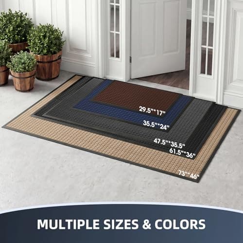 WELDUN Front Door Mat Outside Entrance, Heavy Duty Waterproof Doormat for Indoor/Outdoor, Dirt Trapper with Non-Slip Rubber Backing, Low Profile Easy Clean, Stain & Fade Resistant 29.5"x17", Grey