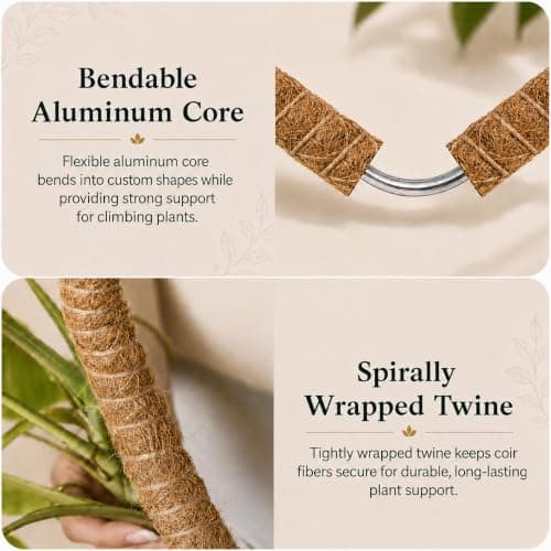 Imezos 2 Pack 30 Inch Moss Pole for Plants, Moss Poles for Climbing Plants Monstera, Handmade Coco Coir Plant Pole, Monstera Plant Support for Plant Grow