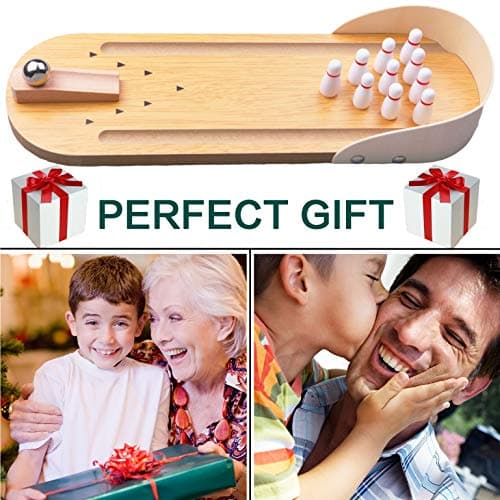 Table Top Mini Bowling Game Set-Tabletop Wooden Board Mini Arcade Desktop Tiny Bowling Shooting Alley Office Desk Stress Relief Gadgets Small Finger Toys Fun Gag Gifts for MenWomen Kids Teens Boys — view 5