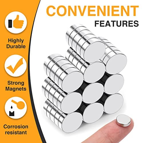 TRYMAG Small 10x3mm 50Pcs Rare Earth Magnets, 50Pcs Tiny Round Fridge Magnets for Whiteboard, Refrigerator, DIY, Kitchen, Office