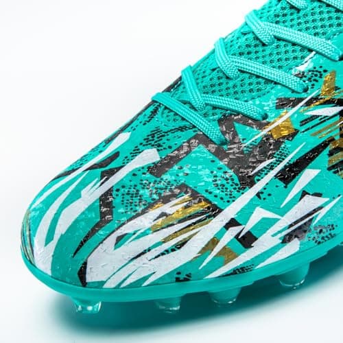PMKZSES High-Top Soccer Cleats for Outdoor Training Matches Football Shoes Green — view 3