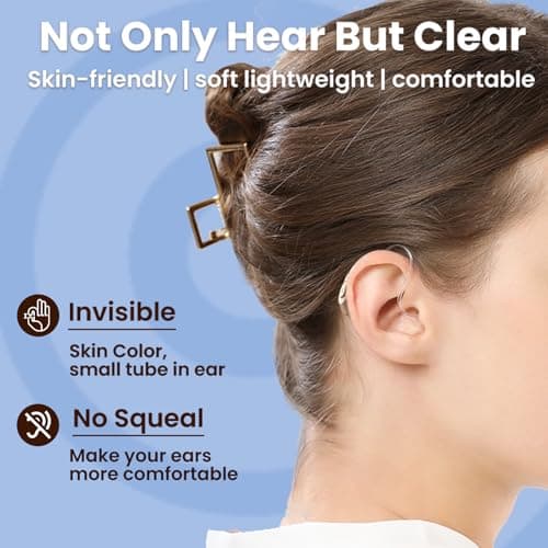 Hearing Aids for Seniors, JINGHAO Rechargeable BTE Design Hearing Aids, Volume Control, with USB Charging Dock, Comfortable Fit for People with Hearing Loss