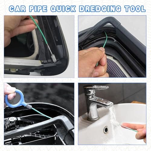 HABNVUON Auto Sunroof Drain Cleaning Tool, Car Pipe Cleaning Brush, 118 Inch Long Flexible Drain Brush Pipe Cleaners for Car, Skinny Pipe Drain Dredge Cleaning Tool for Car Sunroof, Windshields (3M) — view 3
