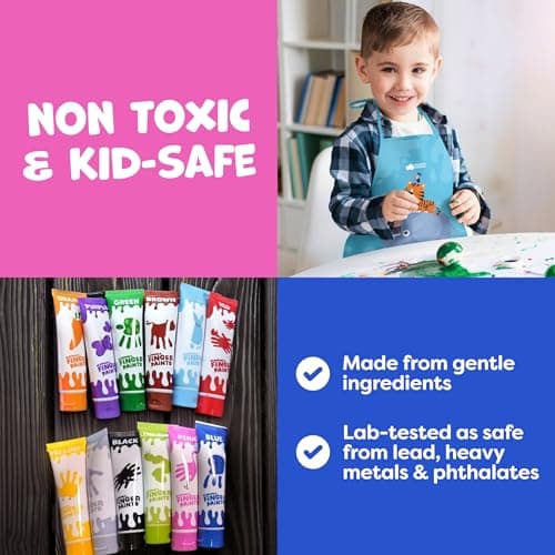 Finger Paint for Toddlers 1-3+, Washable Paint for Kids - Toddler Finger Painting - Non Toxic Baby Safe Toddler Art Supplies for Hand and Feet - Preschool Learning Activities Gifts for Kids Ages 2-4 — view 2