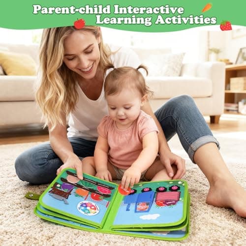 OCHIDO Busy Book for Toddlers 1-3, Montessori Farm Quiet Book with Finger Puppets, Soft Sensory Activity Book for Travel Learning, Christmas Birthday Gift for Boys & Girls — view 5
