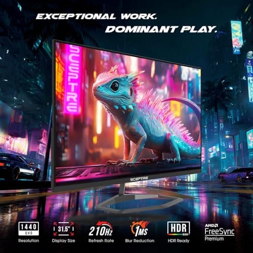 Sceptre New 32-inch 2K QHD 2560 x 1440 Prime Gaming Monitor up to 210Hz USB Type-C DisplayPort HDMI sRGB 115% 1ms Build-in Speakers, Machine Black 2026 ((E325B-QW200D Series) — view 5
