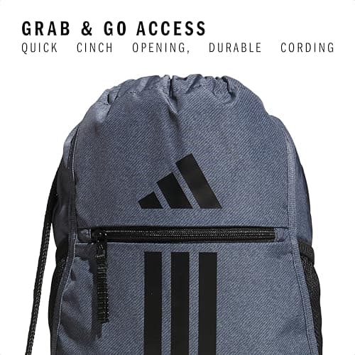 adidas Alliance Sackpack – Drawstring Backpack for Sports, Small Gym Bag, Twill Onix Grey/Black/3, OSFA