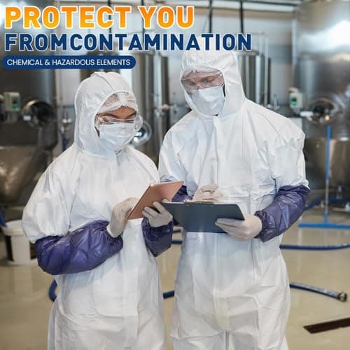 CAREGY 2 Pack Hazmat Suits Disposable Protective Coveralls, Heavy Duty Full Body Painters Suit for Men & Women with Elastic Wrists, Ankles and Hood, Available in 4 sizes-2X-Large — view 5