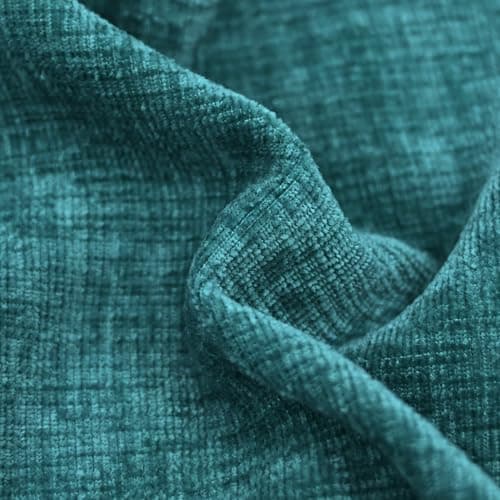 CaliTime Pack of 2 Cozy Throw Pillow Covers Cases for Couch Sofa Home Decoration Solid Dyed Soft Chenille 18 X 18 Inches Teal
