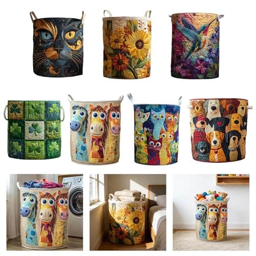 Spacious Quilted Laundry Hamper with Strong Handles Storage Bin for Home and Nursery Organization Quilted Laundry Basket