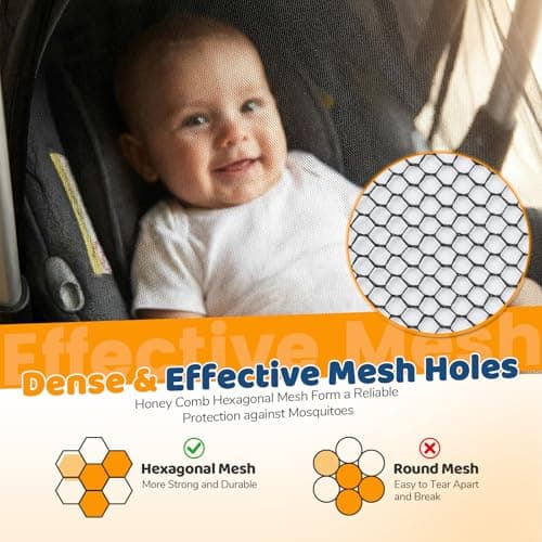 Orzbow 2-Pack Mosquito Net for Car Seat and Doona Stroller, Breathable Baby Mosquito Net for Infant Car Seats, Strollers, Baby Travel, Camping, Summer Essentials, Bug Protection, Black