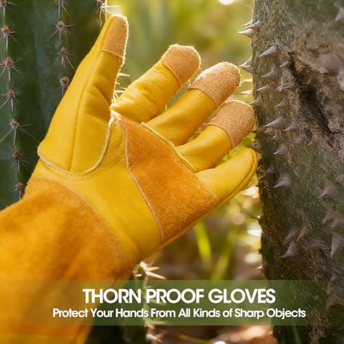 KDK Long Cowhide Gardening Gloves Men Women Thorn Proof Rose Pruning Gloves — view 2