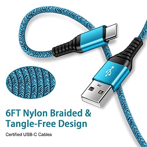 C Charger Cord Fast Charging USB Type C Cable Android Charger Cables 6FT 2Pack for Samsung Galaxy S26 S25 S24 S23 S22 S21 S20 Ultra S20+ Note 20 10 S10 S9 Plus A12 A11 A52 Google Pixel 6 5 4 4a 3a XL — view 2