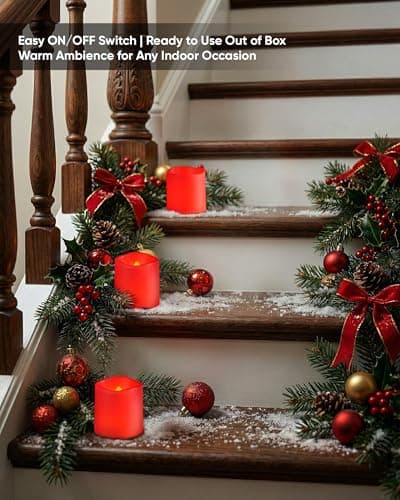 Homemory 24Pack Red Flickering Flameless Votive Candles, 200+Hour Electric Fake Candles, Battery Operated LED Tealight for Wedding, Outdoor, Table, Festival (Warm White,Battery Included) — view 4