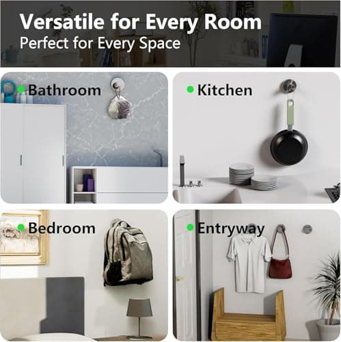 Elyzir Towel Hooks for Bathrooms, 2 Packs Wall Mount Towel Holder, Stainless Steel Heavy Duty Wall Hooks, Rustproof Door Hook for Kitchen, Bedroom, Hotel, Pool, Towels, Coats, Clothes (Drilling) — view 5