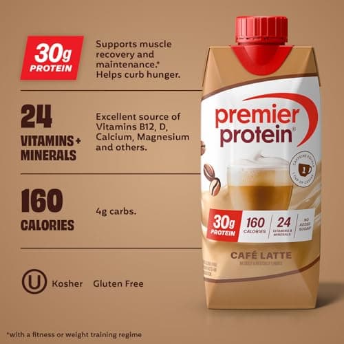Premier Protein Shake +Energy, Café Latte, 30g High Protein, 12 Pack — view 2