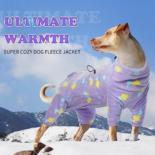 ROZKITCH Dog Fleece Jumpsuit Large, Pet Windproof Warm Cold Weather Jacket Vest with Luminous Zipper, Dog Halloween Costume Jumpsuit Apparel Outfit Clothes for Large Dogs Geometry 2XL — view 3