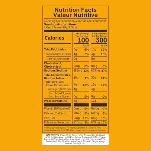 Meal Delight Jaipur Tempered Lentils, Indian Ready to Eat Lentil Curry, 12g Protein & 12g Fiber per Pouch, Plant-Based Gluten-Free, No Preservatives, Halal & Kosher Certified, Ready in 1.5 Minutes, Shelf-Stable Pouch, 10 oz Pack of 3