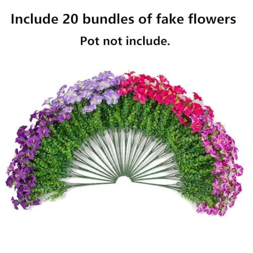 20 Bundles Faux Morning Glory Artificial Flowers for Outdoors, Mix — view 4
