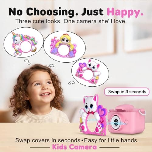 Kids Camera for Girls Toys Gifts: 3 4 5 Year Old Girl Gifts Small Children Selfie Digital Pink Camera for Kids, Christmas Birthday Gift for Girls Toy Cameras for Toddlers Age 3-5, 32G SD Card Included
