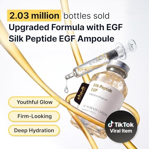 SUNGBOON EDITOR Glow Intensive Deep Collagen Silk Peptide EGF Ampoule, Copper Peptides Serum for Face with Multi Peptides, Hydrating Korean Skincare Facial Serum for Smooth-Looking Skin, 1.35 fl oz — view 2