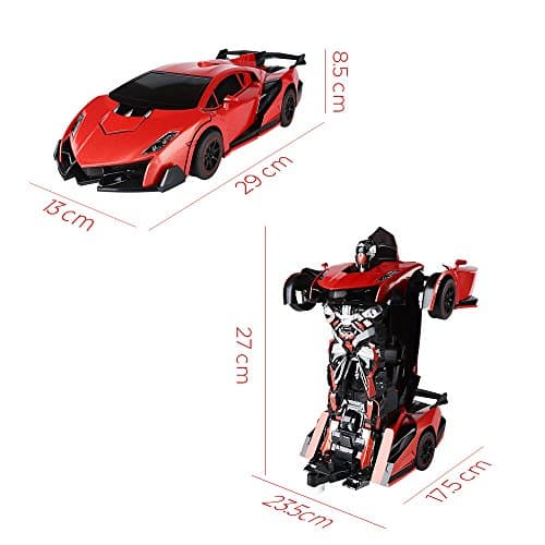 SainSmart Jr. Remote Control Car, Transform Robot RC Cars for Kids Toys, 1:14 Scale Car with One-Button Deformation, 360°Drifting, and Realistic Engine Sound, Gifts for Boys Girls Aged 8+, Red — view 5