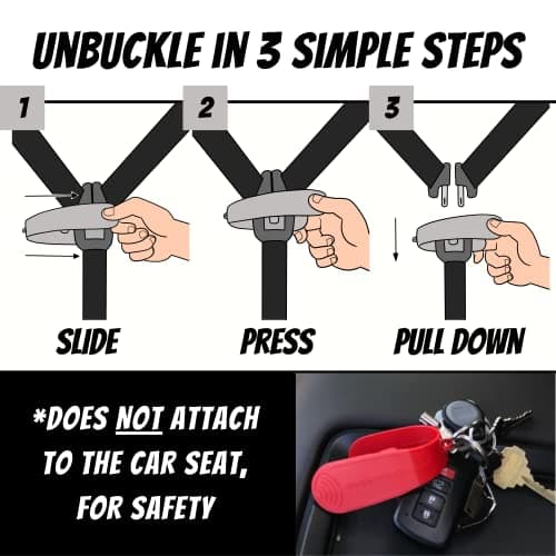 UnbuckleMe Car Seat Buckle Release Tool - Easy Opener Aid for Arthritis, Long Nails, Older Kids - Button Pusher for Infant, Toddler, Convertible 5 pt Harness car Seats - As Seen on Shark Tank (Gray) — view 4