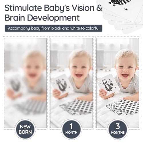 Joyreal High Contrast Baby Toys for Newborn, Black and White Baby Sensory Toys with Car Seat Toys,Infant Toys with Black White Cards Book, Montessori Toys for Baby Gifts (Elephant Theme) — view 4