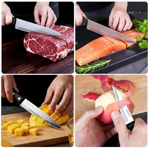 Kitchen Knife, 3-Pcs Knife Set, 8 Inch Chef Knife, 5 Inch Utility Knife, 3.5 Inch Paring Knife, Ultra Sharp Chef's Knives in High Carbon Stainless Steel, Ideal for Cooking, Chopping, Slicing and BBQ — view 5