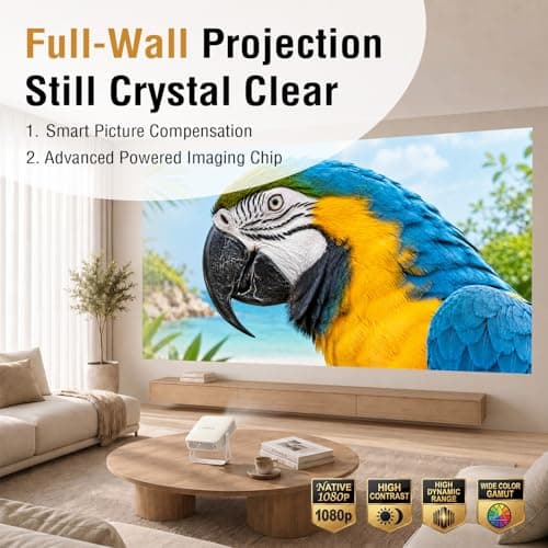 [Officially-Licensed App & Auto Focus]White Smart Mini Projector with WiFi and Bluetooth, XuanPad 4K Support Movie Projector, Portable Native 1080P Outdoor Projector with 360° Stand — view 3
