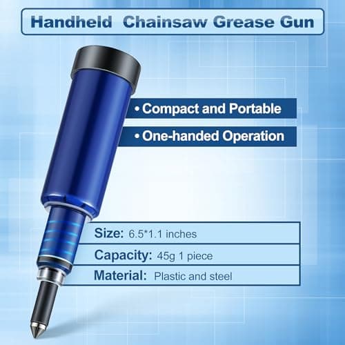 Meonum 1 Pcs Grease Gun for Chainsaws, Pre Loaded Mini Grease Gun with Lubricant, Universal for Most Chains and Cutters, Lubricating Mowers, Trimmers, Easy Refill Brushcutter Lube Tool