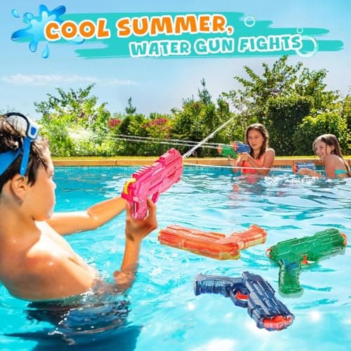 Water Squirt Guns Toys for Kids: Leakproof Super Water Gun for Boys Girls Adults - Small Outdoor Water Gun Toy for Pool Beach Swimming Summer Games Yard Party (2 Pack) — view 2