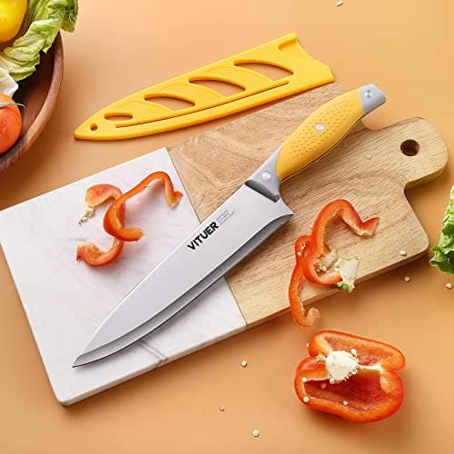 VITUER Chef Knife, 3PCS Kitchen Knife, Multicolor Stainless Steel Sharp Chef Knife Set (3Pack, Yellow, Red, Green) — view 2