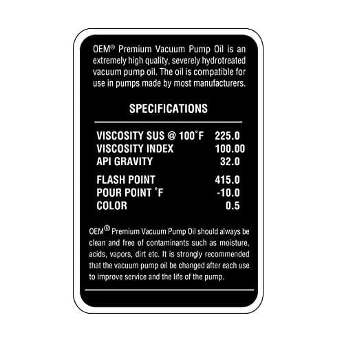 OEMTOOLS 24399 Vacuum Pump Oil, 8 oz, Hydrotreated, 8oz Vacuum Oil Change Tool Accessory, Widely Compatible for Fluid Pump, Automotive, Electrical, and Mechanical Systems — view 5