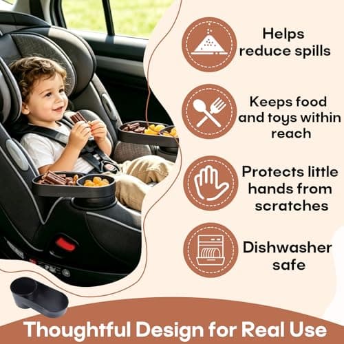 2-Pack #C6577 Child Car Seat Snack Tray with Cup Holder, Compatible with Safety 1st EverFit & Grow and Go, Cosco All-in-One, Maxi-Cosi Pria Car Seat, Dishwasher Safe, BPA-Free — view 4