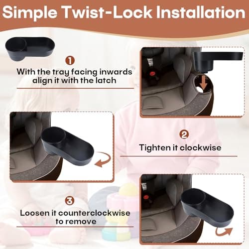 2-Pack #C6577 Child Car Seat Snack Tray with Cup Holder, Compatible with Safety 1st EverFit & Grow and Go, Cosco All-in-One, Maxi-Cosi Pria Car Seat, Dishwasher Safe, BPA-Free — view 5