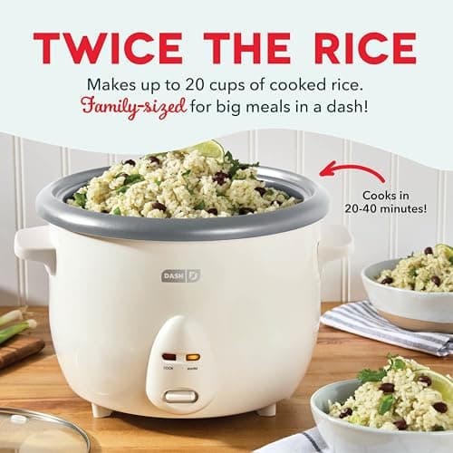 Dash Family Sized Rice Cooker - Large-Capacity Rice Cooker - Features Ceramic, Nonstick Surface & Keep Warm Function - Great for Convenient Meal Prep & Family Meals - 20 Cups Cooked / 10 Cups Uncooked