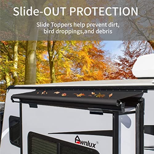 Awnlux Black Modular Slide Topper Awning Slide Out Protection for RVs, Travel Trailers, 5th Wheels, and Motorhomes Slide Out Awning Kit -10'6" (10'1" Fabric)
