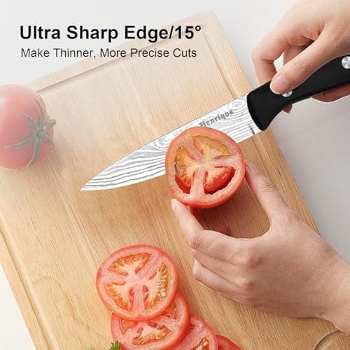 Chef Knife Set 3PCS, Kitchen Knife Set with Cover, Ultra Sharp Kitchen Knife, High-Carbon Chefs Knives with Stainless Steel 8 inch Paring Knife for Cooking, Chopping, Slicing — view 5