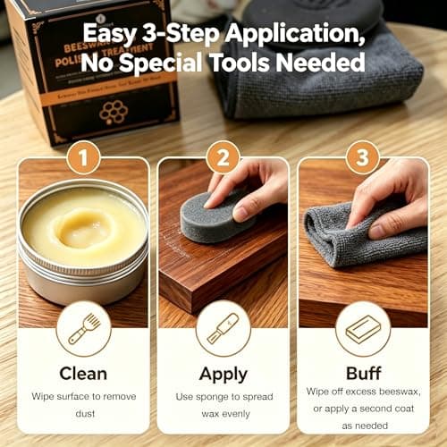 YIJINKING Beeswax Wood Polish, Premium Wood Conditioner, Multipurpose Wood Cleaner & Wood Protector for Furniture, Floors, Cabinets, Tables, Restores Shine & Prevents Cracking, 7.05 Oz — view 4