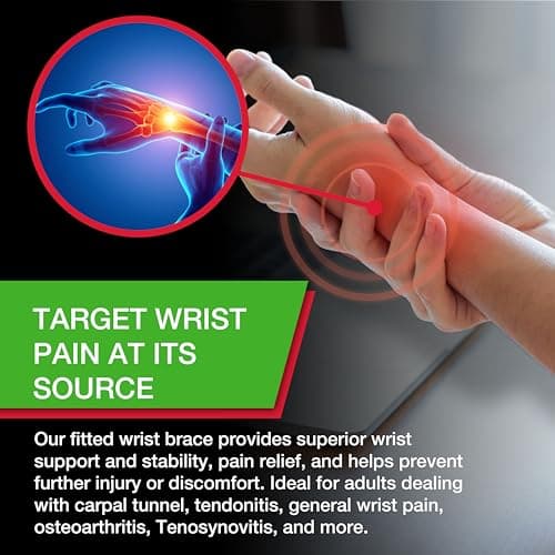 MUELLER Sports Medicine Green Fitted Wrist Brace for Men and Women, Wrist Pain Relief Support, Ideal for Carpal Tunnel, Tendonitis, Arthritis, Right Hand, Black, Large/X-Large — view 5