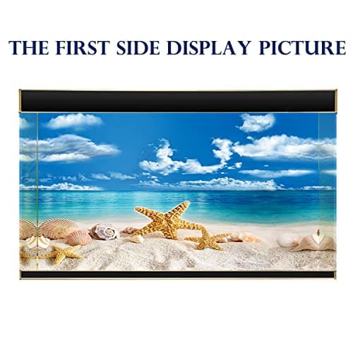 ELEBOX Fish Aquarium Background Starfish Blue Sky Beach Shell Seaweed Fish Tank Poster Background 19" x 48"