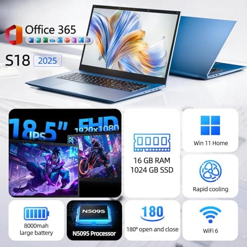 AKCHART 18.5 Inch Laptops with 16GB RAM 1TB SSD Ordinateur Portable