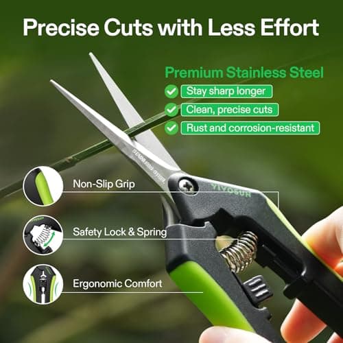 VIVOSUN Gardening Hand Pruner Pruning Shear with Straight Stailess Steel Blades (Black, Straight Blade, 3 Pack) — view 4