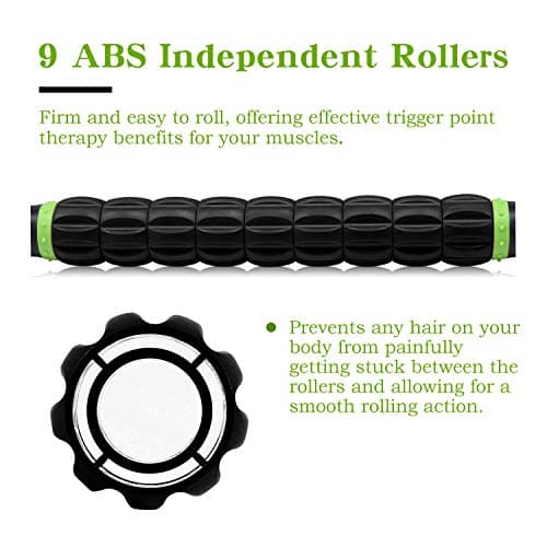 Muscle Roller, Massage Roller Stick for Athletes, Help Reducing Muscle Soreness Cramping Tightness Leg Arms Back Calves Muscle Massager(Black Green)